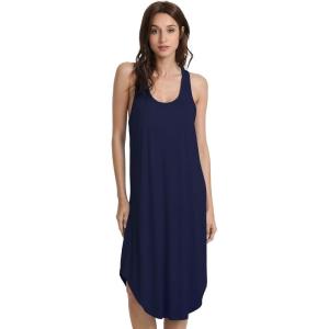 imageWiWi Soft Bamboo Viscose Nightgowns for Women Sleeveless Racerback Nightgown Plus Size Pajamas Sleepshirts S4XAnavy