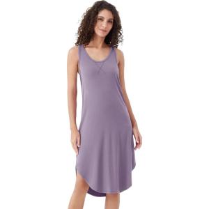 imageWiWi Soft Bamboo Viscose Nightgowns for Women Sleeveless Racerback Nightgown Plus Size Pajamas Sleepshirts S4XAviolet