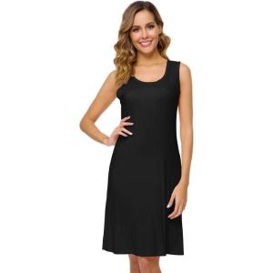 imageWiWi Soft Bamboo Viscose Nightgowns for Women Sleeveless Racerback Nightgown Plus Size Pajamas Sleepshirts S4XBblack