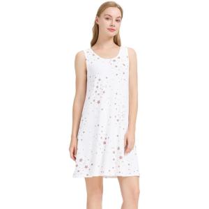 imageWiWi Soft Bamboo Viscose Nightgowns for Women Sleeveless Racerback Nightgown Plus Size Pajamas Sleepshirts S4XCwhite Stars