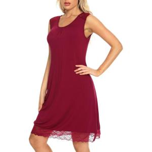 imageWiWi Viscose from Bamboo Tank Nightgown for Women VNeck Sleeveless Sleep Gowns SXXLBwine