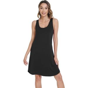 imageWiWi Viscose from Bamboo Tank Nightgown for Women VNeck Sleeveless Sleep Gowns SXXLCblack