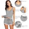 imageWiWi Pajamas for Women Soft Sleeveless Top with Shorts Pajama Sets Bamboo Viscose 2 Piece Sleepwear Set S4XAheather Grey