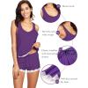 imageWiWi Pajamas for Women Soft Sleeveless Top with Shorts Pajama Sets Bamboo Viscose 2 Piece Sleepwear Set S4XAlilac