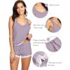 imageWiWi Pajamas for Women Soft Sleeveless Top with Shorts Pajama Sets Bamboo Viscose 2 Piece Sleepwear Set S4XAviolet