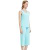 imageWiWi Women Pajama Set Sleeveless Top with Capri Pants Viscose from Bamboo Super Soft VNeck Tank Sleepwear PJ Sets SXXLCaqua