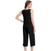 imageWiWi Women Pajama Set Sleeveless Top with Capri Pants Viscose from Bamboo Super Soft VNeck Tank Sleepwear PJ Sets SXXLCblack