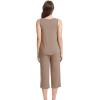 imageWiWi Women Pajama Set Sleeveless Top with Capri Pants Viscose from Bamboo Super Soft VNeck Tank Sleepwear PJ Sets SXXLCcamel