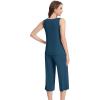 imageWiWi Women Pajama Set Sleeveless Top with Capri Pants Viscose from Bamboo Super Soft VNeck Tank Sleepwear PJ Sets SXXLCink Blue
