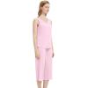 imageWiWi Women Pajama Set Sleeveless Top with Capri Pants Viscose from Bamboo Super Soft VNeck Tank Sleepwear PJ Sets SXXLCpink
