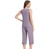 imageWiWi Women Pajama Set Sleeveless Top with Capri Pants Viscose from Bamboo Super Soft VNeck Tank Sleepwear PJ Sets SXXLCviolet