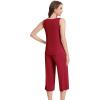 imageWiWi Women Pajama Set Sleeveless Top with Capri Pants Viscose from Bamboo Super Soft VNeck Tank Sleepwear PJ Sets SXXLCwine Red