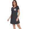 imageWiWi Womens Viscose Bamboo Nightgowns Casual Short Sleeve Sleepwear Scoop Neck Nightshirts SXXLDark Heather Grey