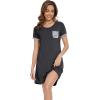 imageWiWi Womens Viscose Bamboo Nightgowns Casual Short Sleeve Sleepwear Scoop Neck Nightshirts SXXLDark Heather Grey