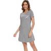imageWiWi Womens Viscose Bamboo Nightgowns Casual Short Sleeve Sleepwear Scoop Neck Nightshirts SXXLHeather Grey