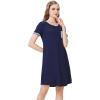 imageWiWi Womens Viscose Bamboo Nightgowns Casual Short Sleeve Sleepwear Scoop Neck Nightshirts SXXLNavy