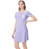 imageWiWi Womens Viscose Bamboo Nightgowns Casual Short Sleeve Sleepwear Scoop Neck Nightshirts SXXLTaro Purple