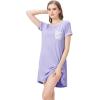 imageWiWi Womens Viscose Bamboo Nightgowns Casual Short Sleeve Sleepwear Scoop Neck Nightshirts SXXLTaro Purple