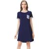 imageWiWi Womens Viscose Bamboo Nightgowns Casual Short Sleeve Sleepwear Scoop Neck Nightshirts SXXLNavy