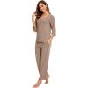 imageWiWi Viscose from Bamboo Pajama Sets for Women Soft Pjs Loungewear Short Sleeve Top with Pants Sleepwear Pajamas SXXLDcamel