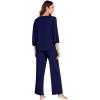 imageWiWi Viscose from Bamboo Pajama Sets for Women Soft Pjs Loungewear Short Sleeve Top with Pants Sleepwear Pajamas SXXLDnavy