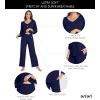 imageWiWi Viscose from Bamboo Pajama Sets for Women Soft Pjs Loungewear Short Sleeve Top with Pants Sleepwear Pajamas SXXLDnavy