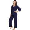 imageWiWi Viscose from Bamboo Pajama Sets for Women Soft Pjs Loungewear Short Sleeve Top with Pants Sleepwear Pajamas SXXLDnavy