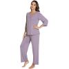 imageWiWi Viscose from Bamboo Pajama Sets for Women Soft Pjs Loungewear Short Sleeve Top with Pants Sleepwear Pajamas SXXLDviolet