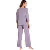 imageWiWi Viscose from Bamboo Pajama Sets for Women Soft Pjs Loungewear Short Sleeve Top with Pants Sleepwear Pajamas SXXLDviolet