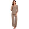 imageWiWi Viscose from Bamboo Pajama Sets for Women Soft Pjs Loungewear Short Sleeve Top with Pants Sleepwear Pajamas SXXLDcamel