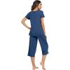 imageWiWi Bamboo Viscose Pajamas for Women Soft Capri Pants Pajama Sets Plus Size Sleepwear Pjs Loungewear S4XAdark Blue