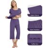 imageWiWi Bamboo Viscose Pajamas for Women Soft Capri Pants Pajama Sets Plus Size Sleepwear Pjs Loungewear S4XAlavender
