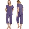 imageWiWi Bamboo Viscose Pajamas for Women Soft Capri Pants Pajama Sets Plus Size Sleepwear Pjs Loungewear S4XAlavender