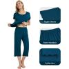 imageWiWi Bamboo Viscose Pajamas for Women Soft Capri Pants Pajama Sets Plus Size Sleepwear Pjs Loungewear S4XApeacock Blue