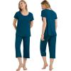 imageWiWi Bamboo Viscose Pajamas for Women Soft Capri Pants Pajama Sets Plus Size Sleepwear Pjs Loungewear S4XApeacock Blue