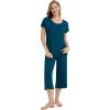 imageWiWi Bamboo Viscose Pajamas for Women Soft Capri Pants Pajama Sets Plus Size Sleepwear Pjs Loungewear S4XApeacock Blue