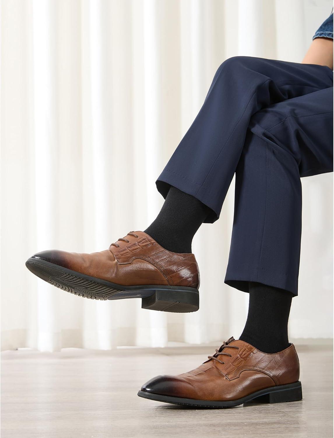 imageWiWi Mens Crew Socks Viscose Bamboo Moisture Wicking Dress Socks Solid Soft Breathable Casual Sock 6 PairsBlack 6 Pairs