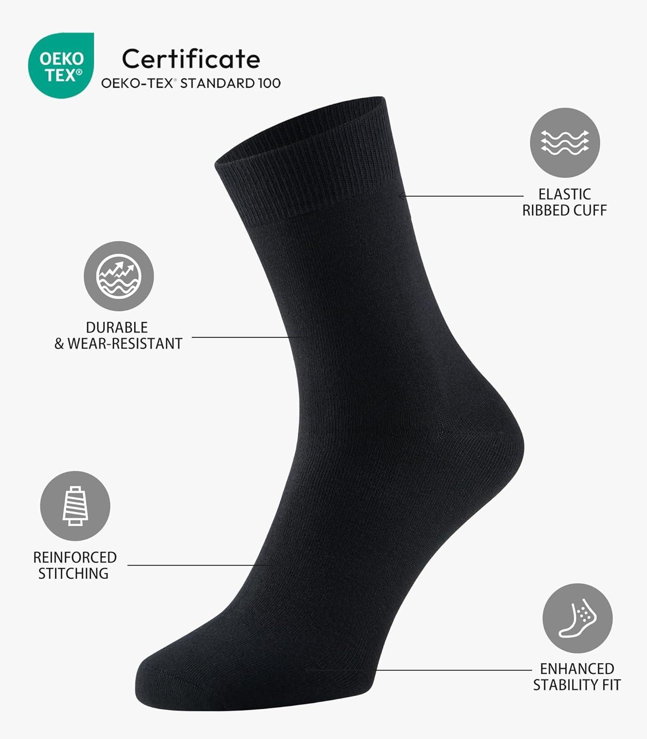 imageWiWi Mens Crew Socks Viscose Bamboo Moisture Wicking Dress Socks Solid Soft Breathable Casual Sock 6 PairsBlack 6 Pairs