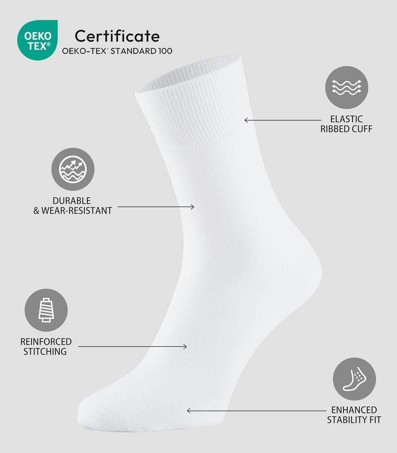 imageWiWi Mens Crew Socks Viscose Bamboo Moisture Wicking Dress Socks Solid Soft Breathable Casual Sock 6 PairsWhite 6 Pairs