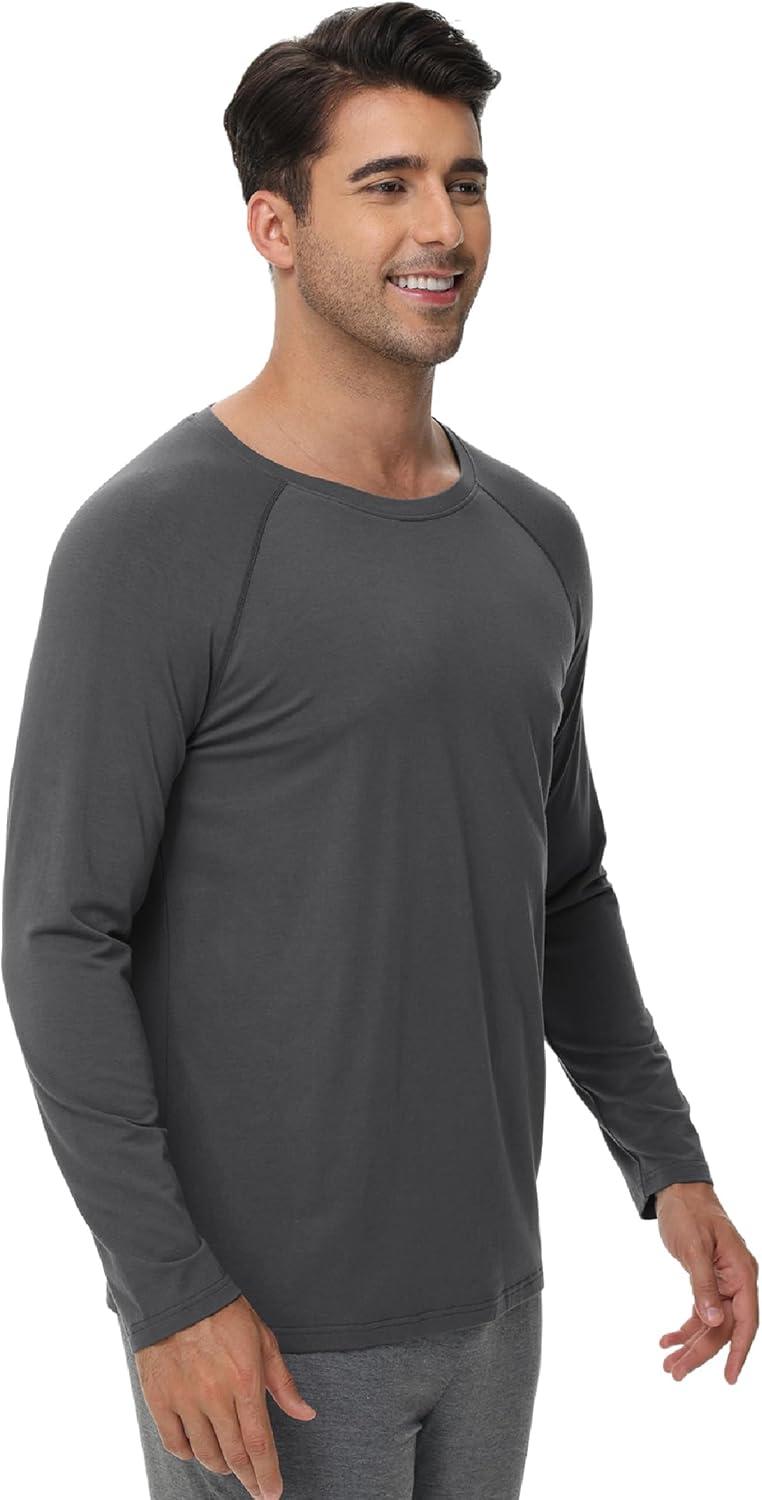 imageWiWi Mens Long Sleeve Tees Moisture Wicking Shirts Viscose from Bamboo Lightweight Fishing Crew Neck TShirt SXXLAcharcoal Grey