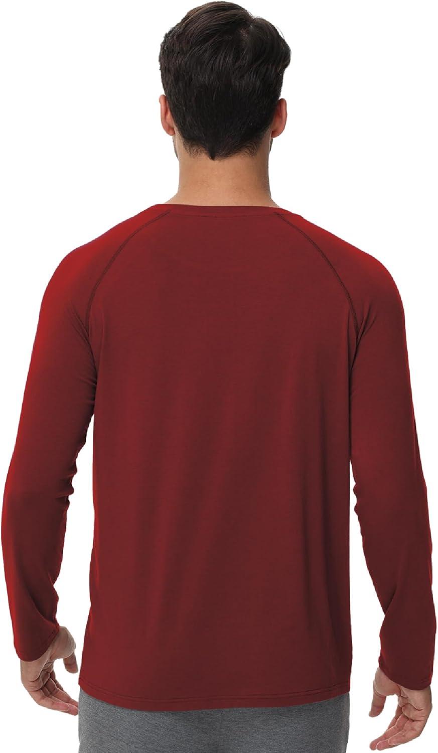 imageWiWi Mens Long Sleeve Tees Moisture Wicking Shirts Viscose from Bamboo Lightweight Fishing Crew Neck TShirt SXXLAdark Red