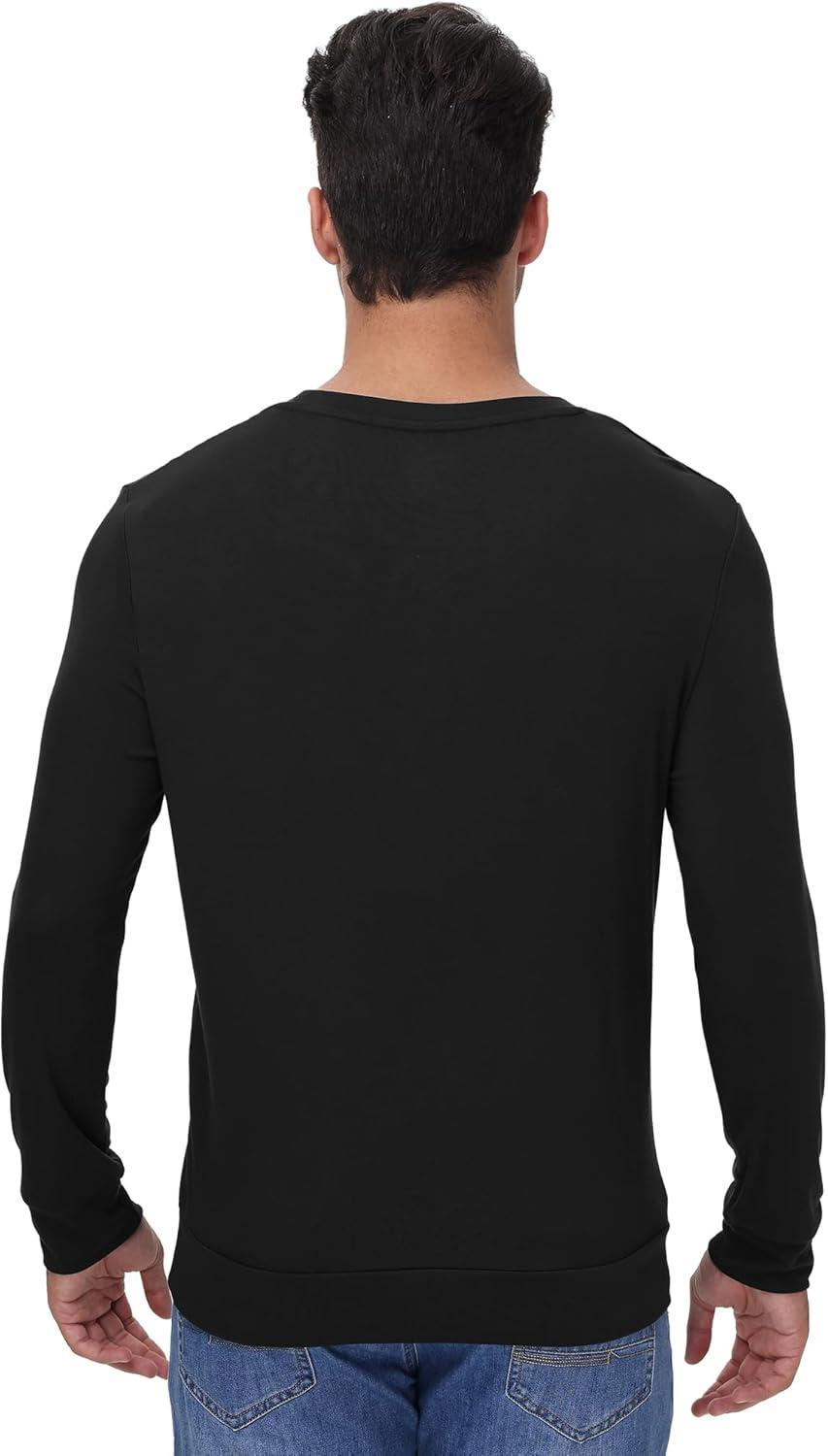 imageWiWi Mens Long Sleeve Tees Moisture Wicking Shirts Viscose from Bamboo Lightweight Fishing Crew Neck TShirt SXXLBblack