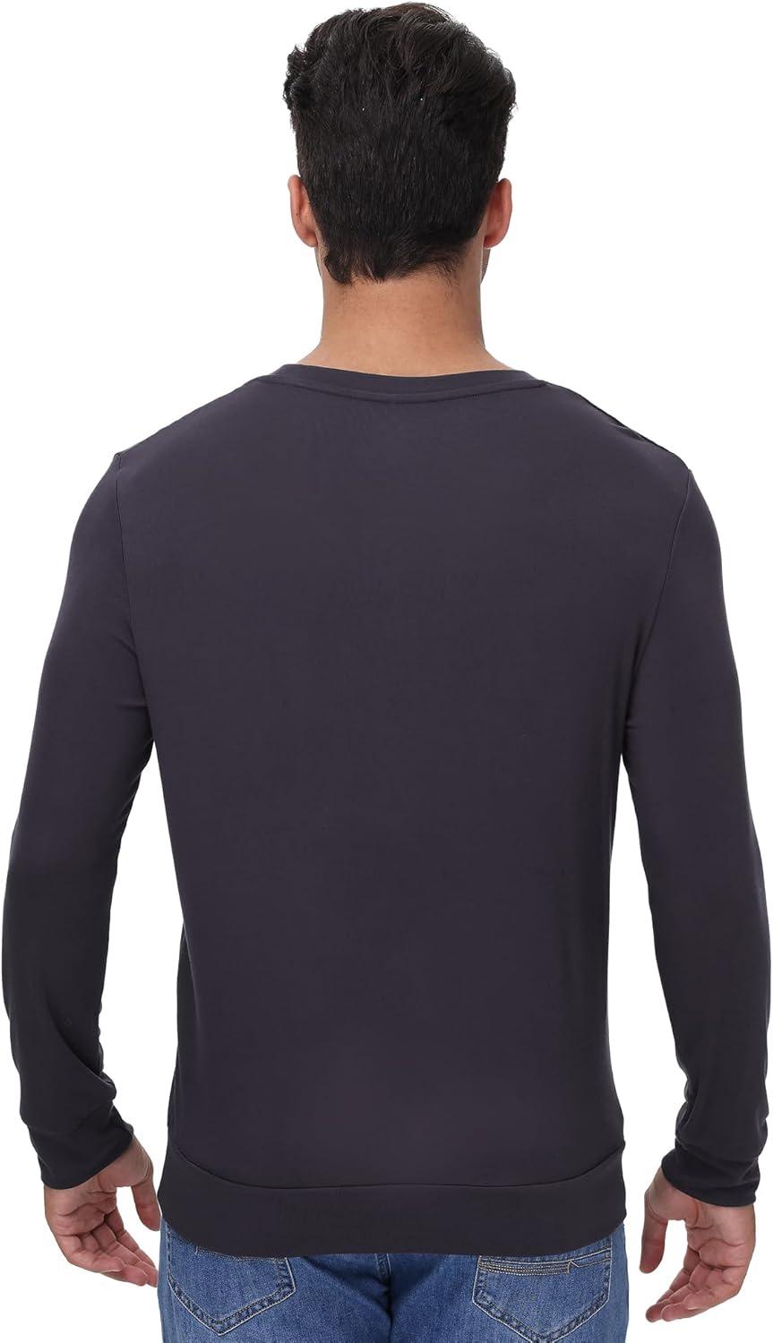 imageWiWi Mens Long Sleeve Tees Moisture Wicking Shirts Viscose from Bamboo Lightweight Fishing Crew Neck TShirt SXXLBblue Black