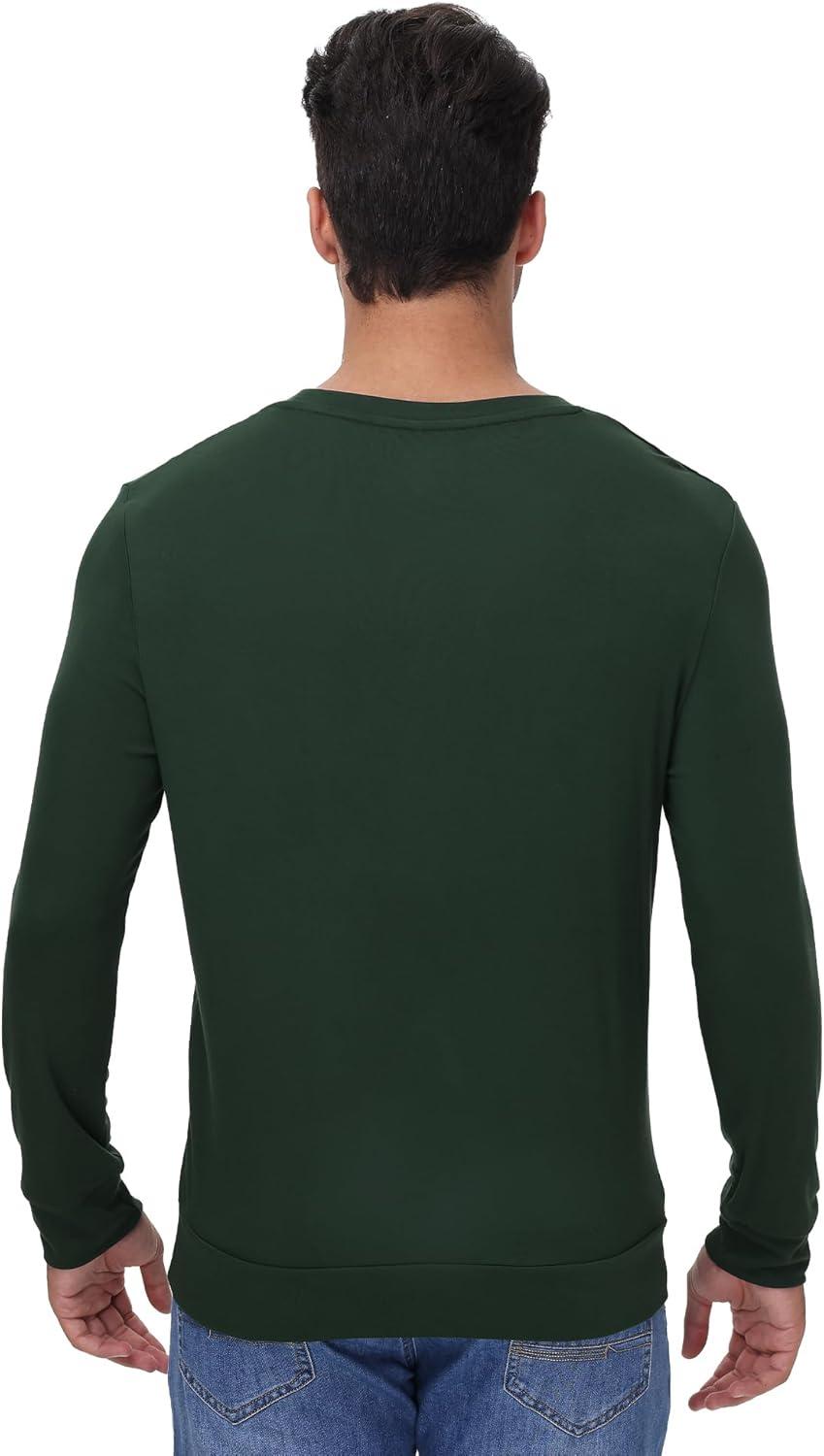 imageWiWi Mens Long Sleeve Tees Moisture Wicking Shirts Viscose from Bamboo Lightweight Fishing Crew Neck TShirt SXXLBdark Fence Green