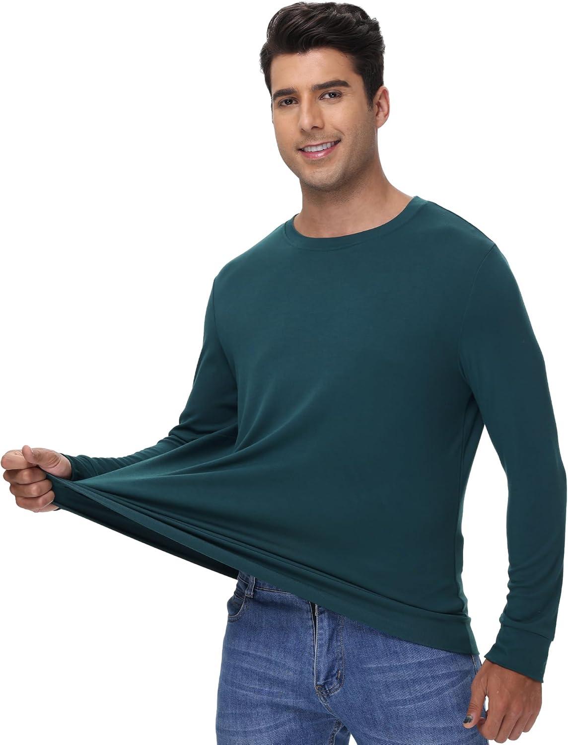 imageWiWi Mens Long Sleeve Tees Moisture Wicking Shirts Viscose from Bamboo Lightweight Fishing Crew Neck TShirt SXXLBdeep Teal