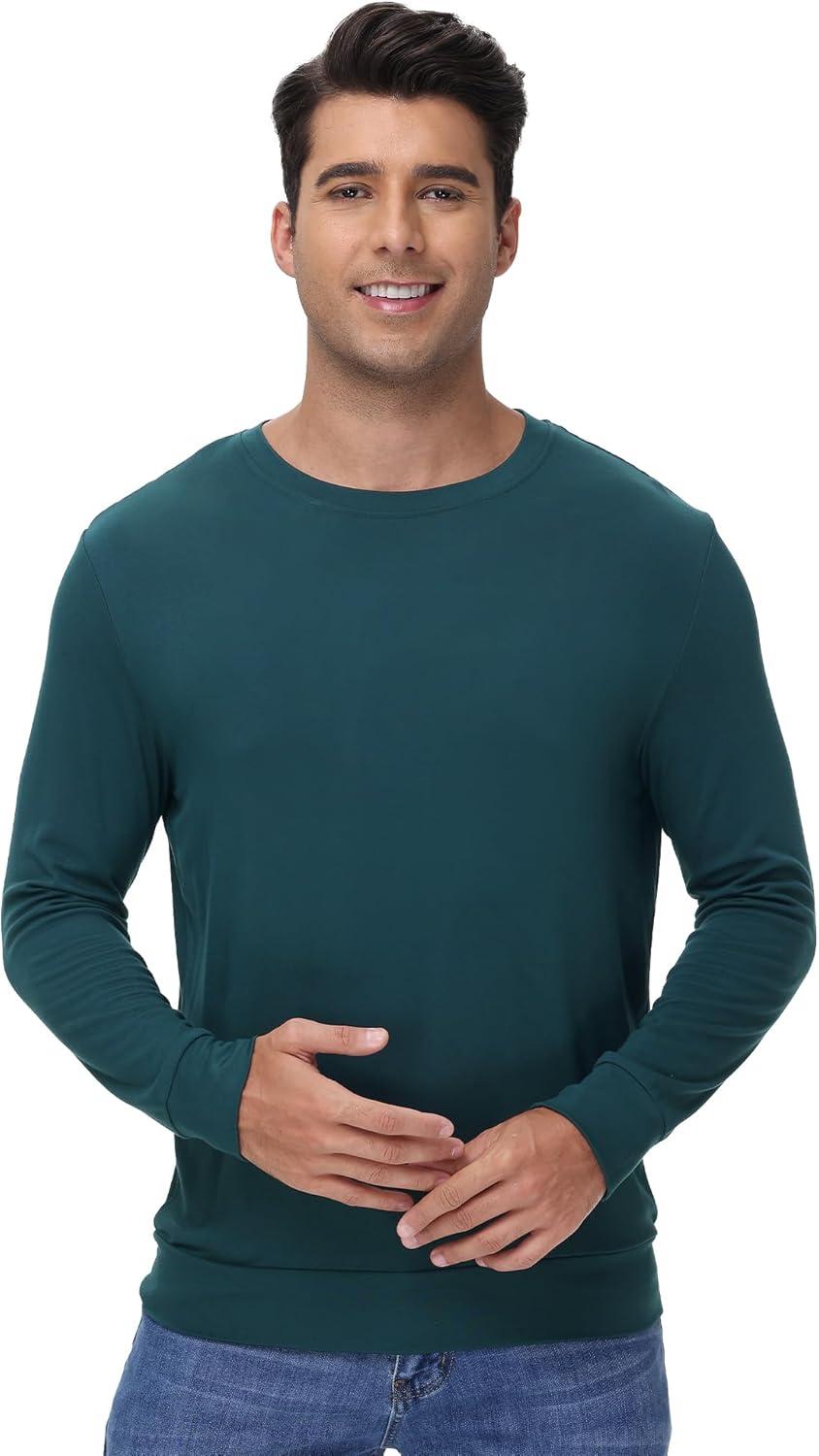 imageWiWi Mens Long Sleeve Tees Moisture Wicking Shirts Viscose from Bamboo Lightweight Fishing Crew Neck TShirt SXXLBdeep Teal