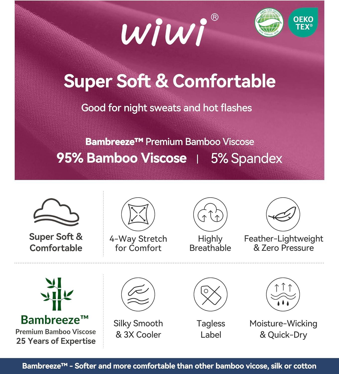 imageWiWi Nightgowns for Women 34 Sleeve Sleep Shirts Soft Pajamas Gowns Viscose from Bamboo Nightwear SXXLBeet Red