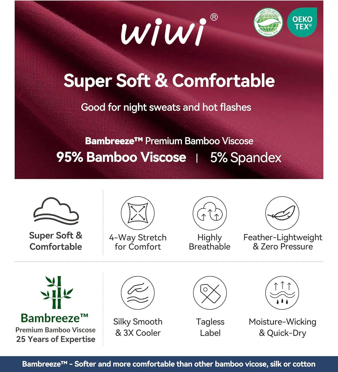 imageWiWi Nightgowns for Women 34 Sleeve Sleep Shirts Soft Pajamas Gowns Viscose from Bamboo Nightwear SXXLWine