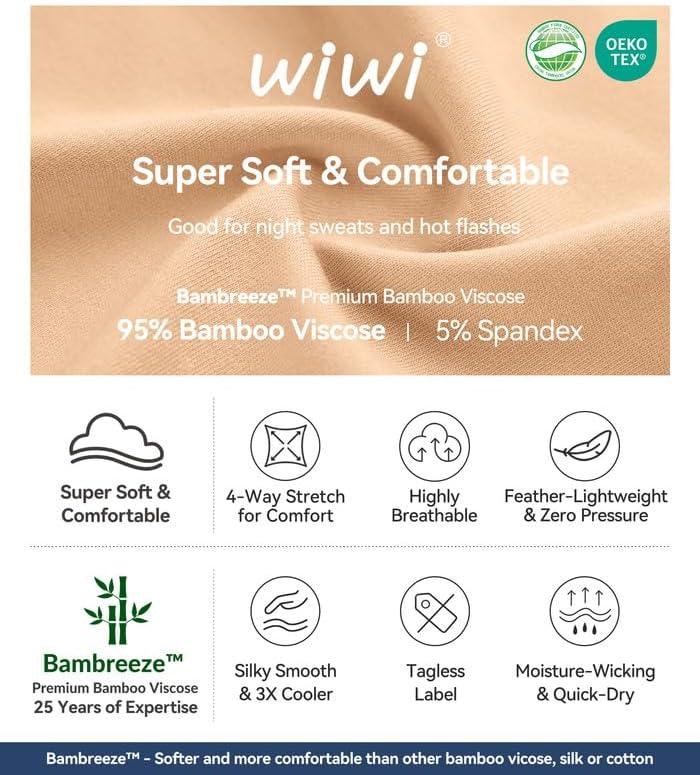 imageWiWi Womens Bamboo Viscose Nightgowns Soft Short Sleeve Sleep Shirt Lightweight Cool Nightshirt Pajama Dress SXXLBeige