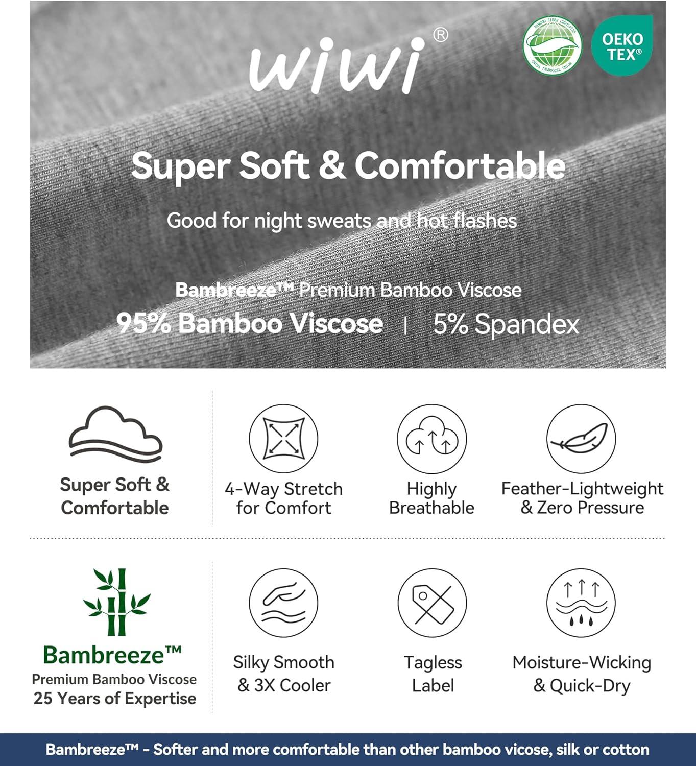 imageWiWi Womens Bamboo Viscose Nightgowns Soft Short Sleeve Sleep Shirt Lightweight Cool Nightshirt Pajama Dress SXXLBheather Grey